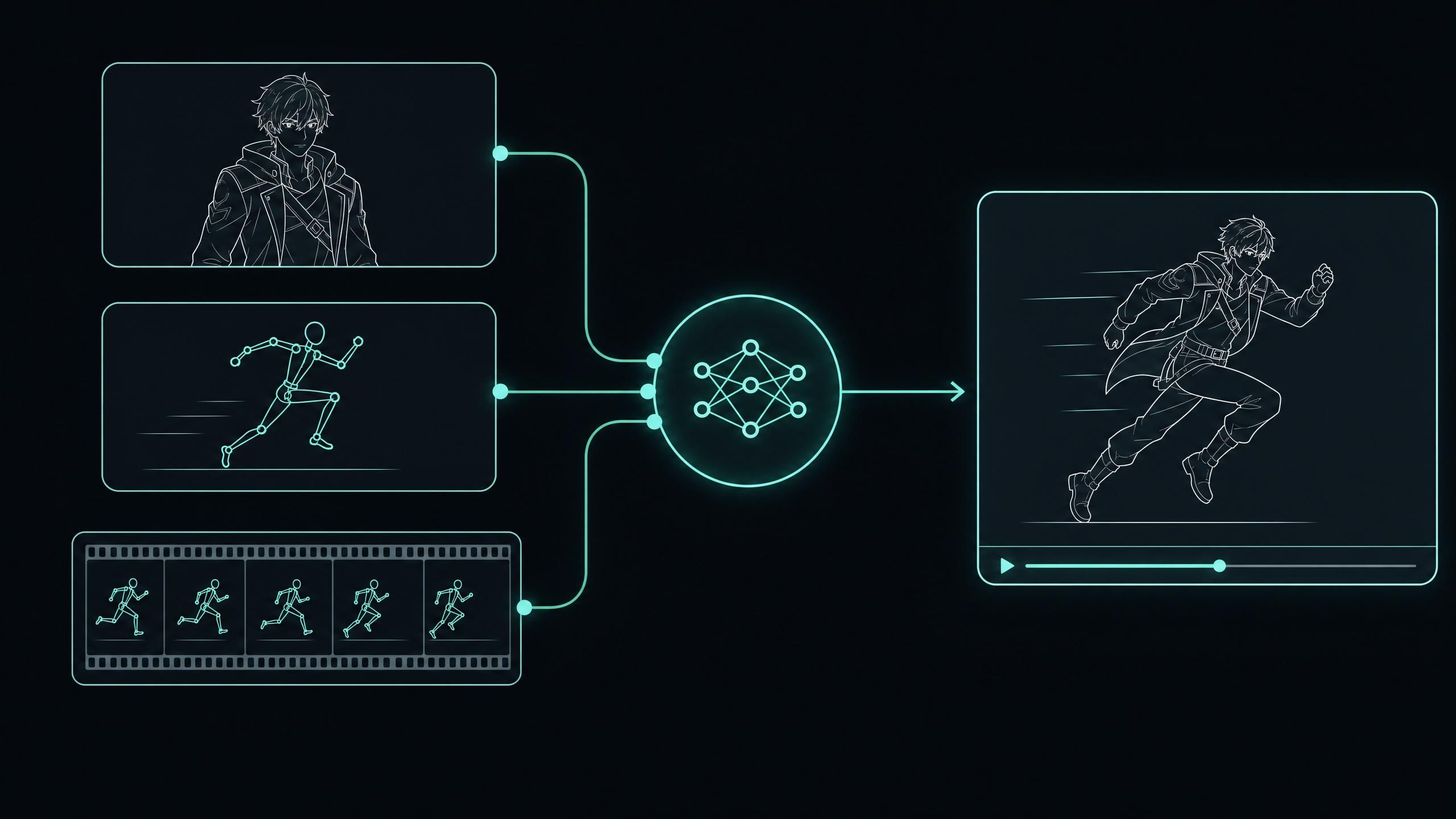 a generated video of the character performing the same motion