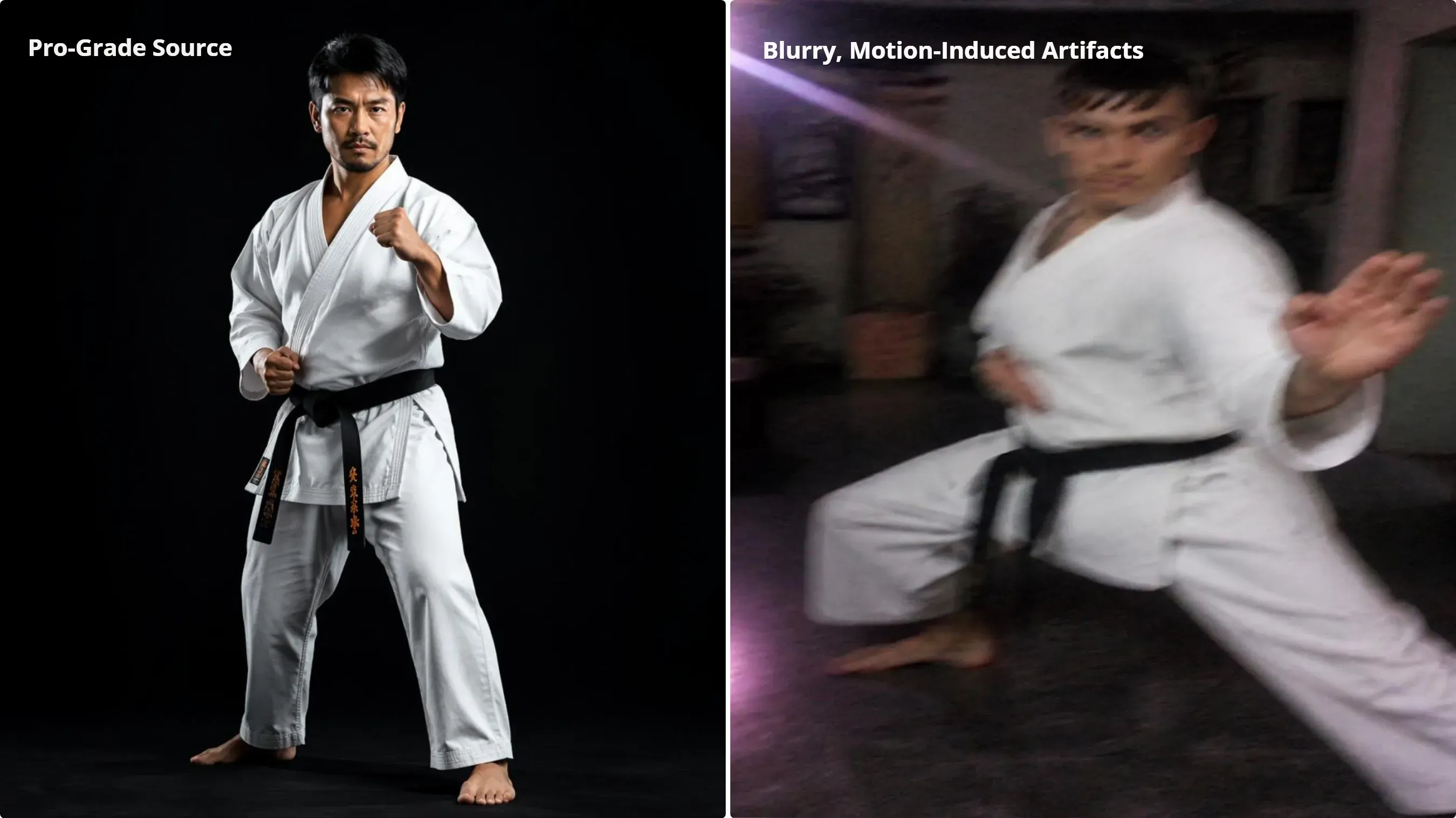 AI kungfu generator source image quality comparison high vs low