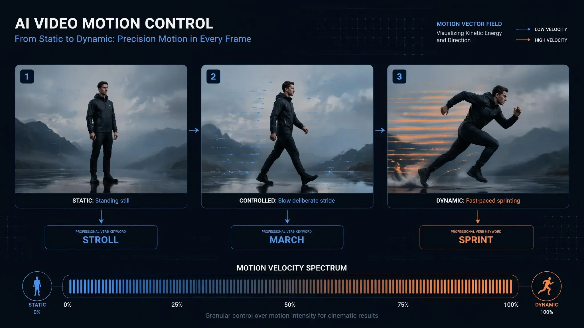 Visual guide to AI video motion control: using active verbs and velocity mapping to avoid floaty aesthetics in cinematic video generation