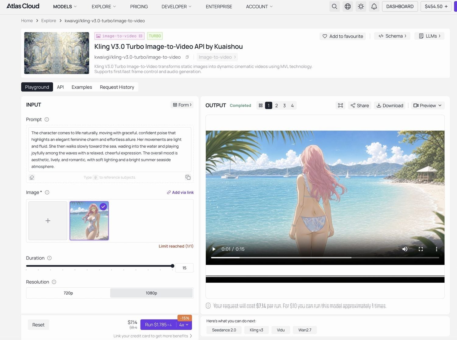 Screenshot of Kling V3.0 image-to-video AI generator interface