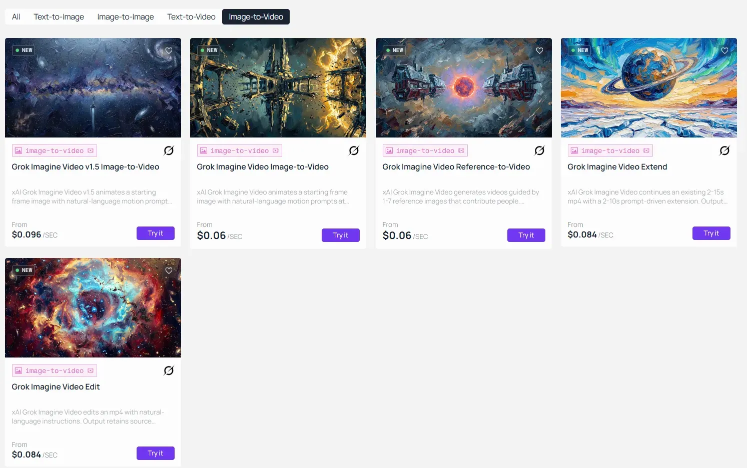 Grok imagine image to video models on Atlas Cloud