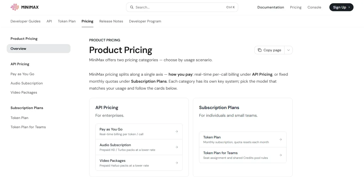 Hailuo ai API pricing