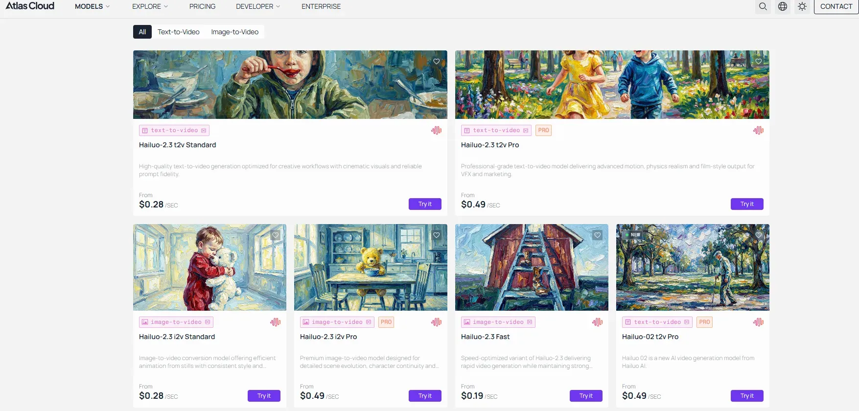 Hailuo video api on Atlas Cloud