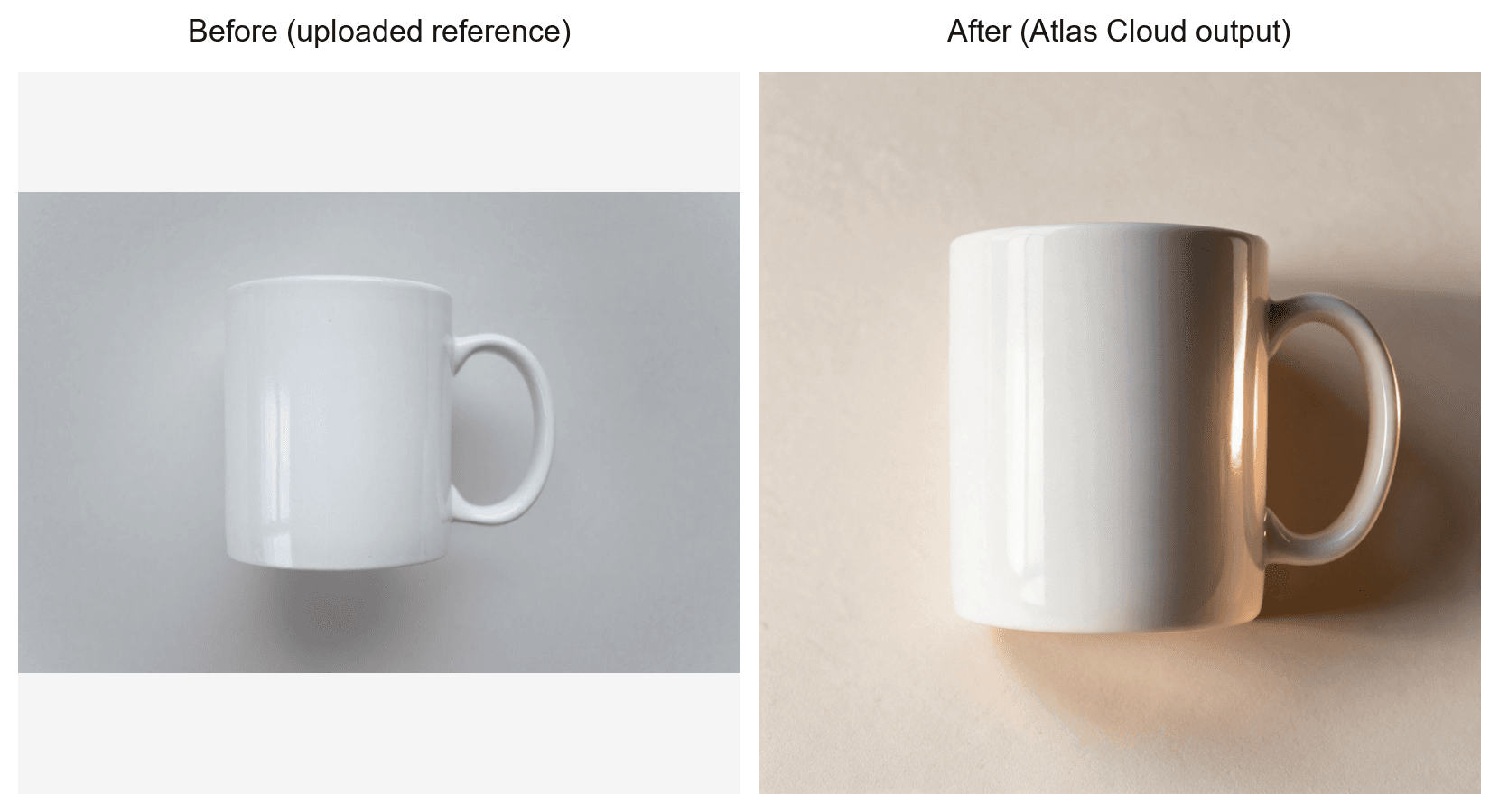 Before and after comparison of a reference photo and Atlas Cloud's restyled image-to-image output using Seedream v5.0 Pro