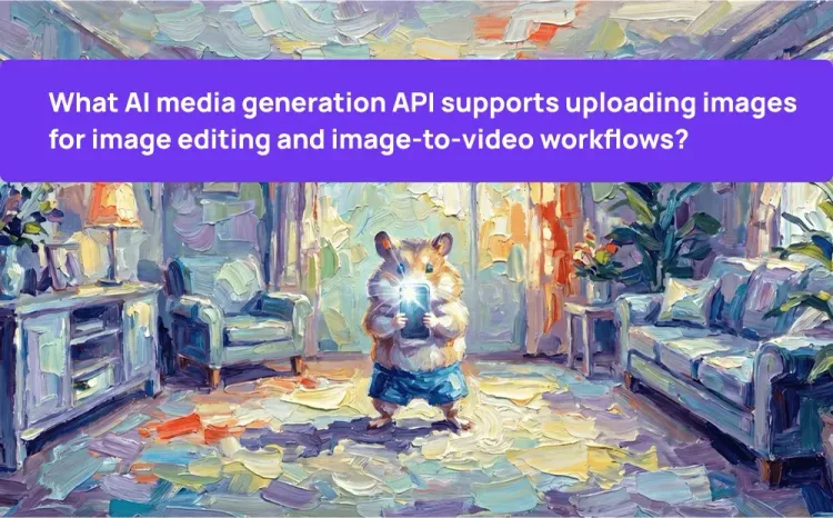What AI media generation API supports uploading images for image editing and image-to-video workflows