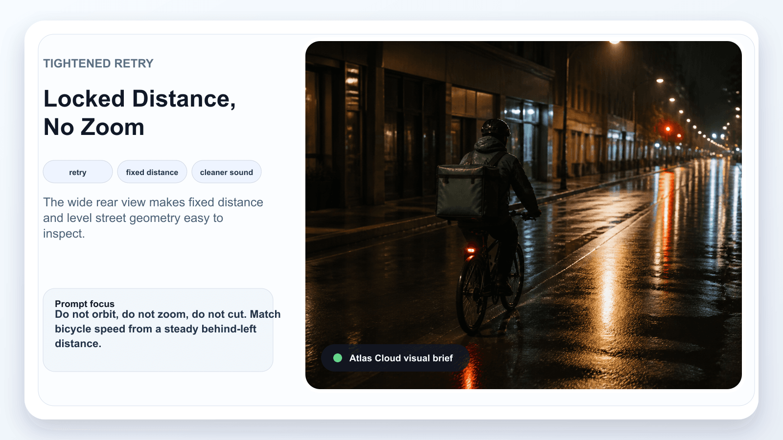 A minimax h3 director screenshot showing a delivery cyclist on a wet street