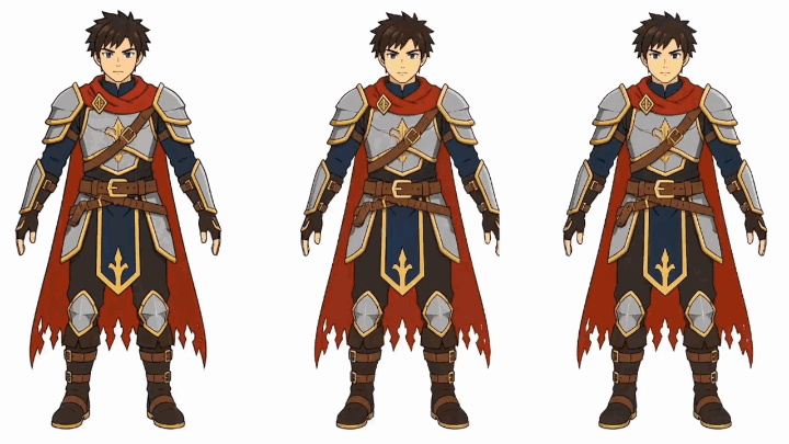 Comparison of MiniMax H3 idle walk and attack animation cycles for game sprites