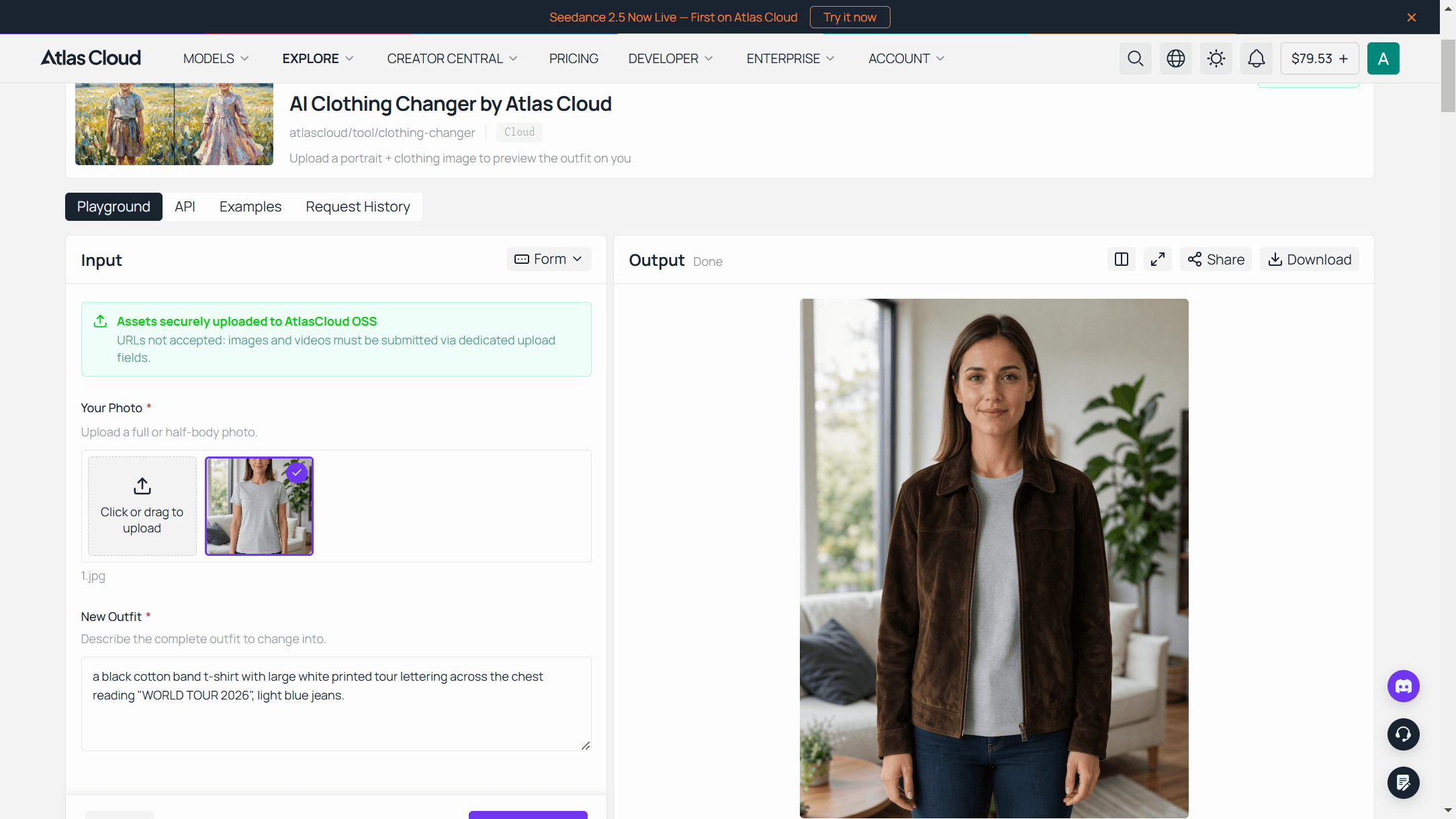 AI Clothing Changer by Atlas Cloud playground