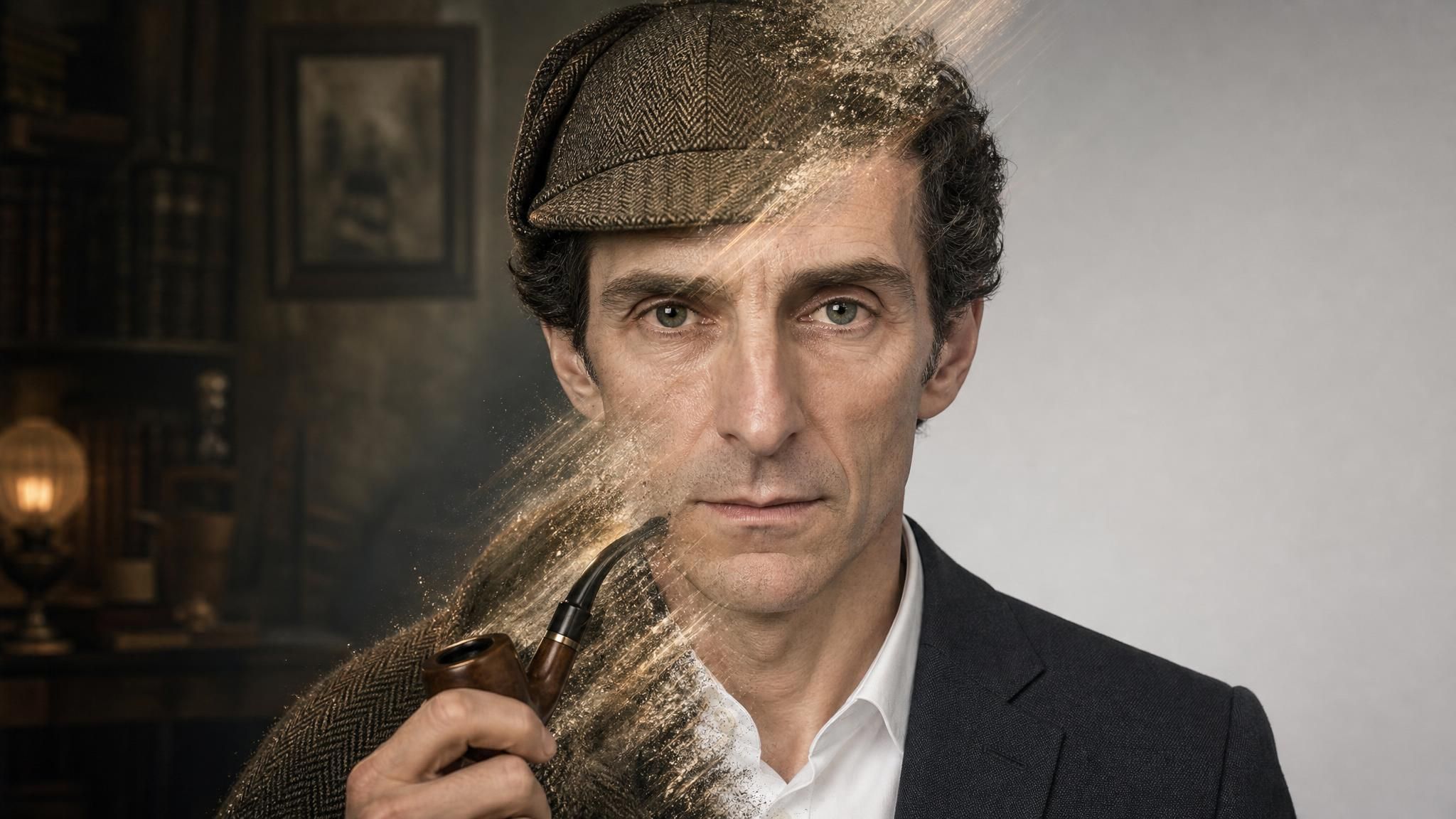Ritratto professionale generato dall'AI di una donna con lunghi capelli scuri in un blazer grigio chiaro su sfondo studio grigio caldo, prodotto dallo strumento headshot di Atlas Cloud a partire da una foto caricata.