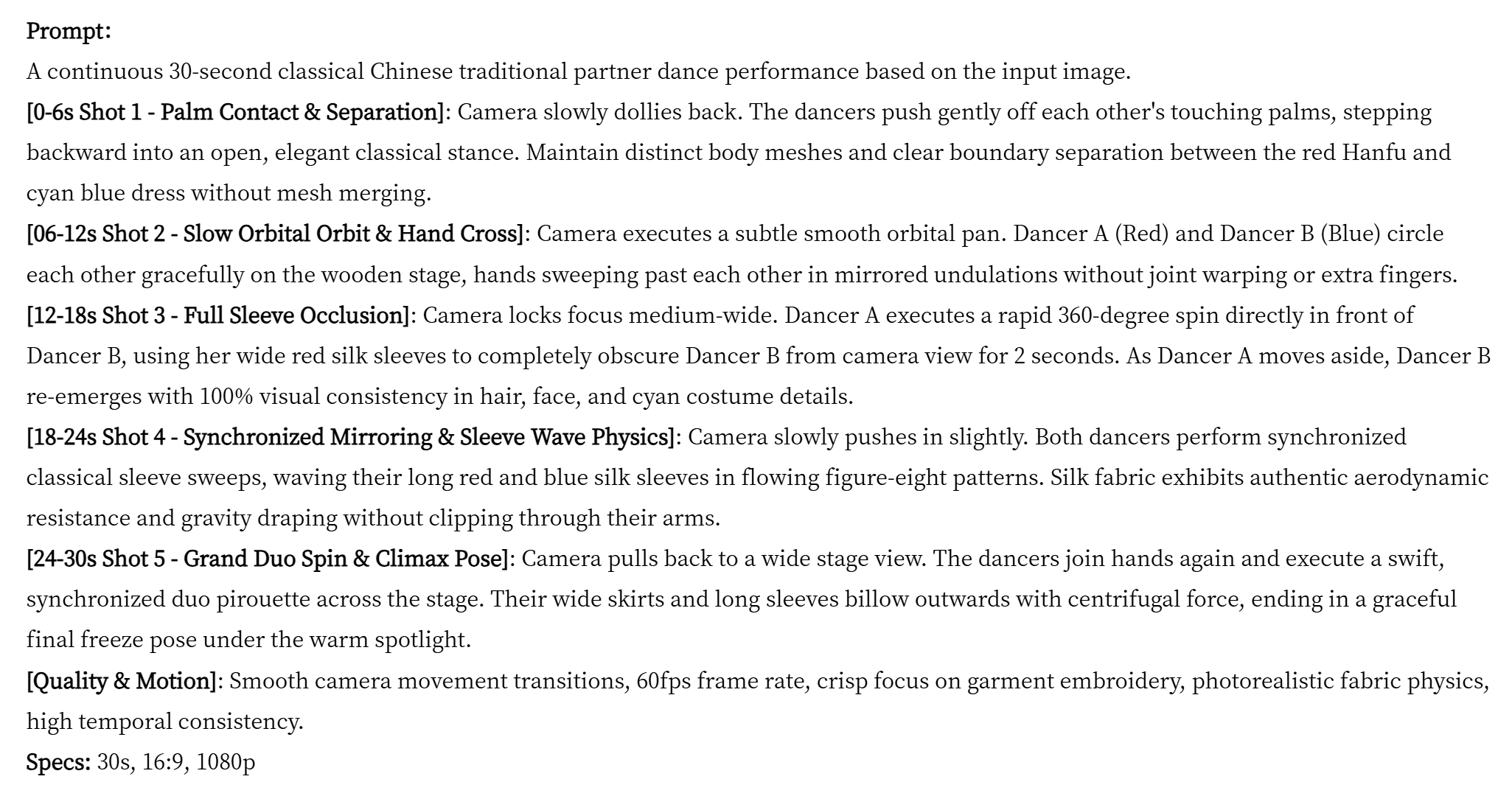 Wan 3.0 traditional partner dance video prompt