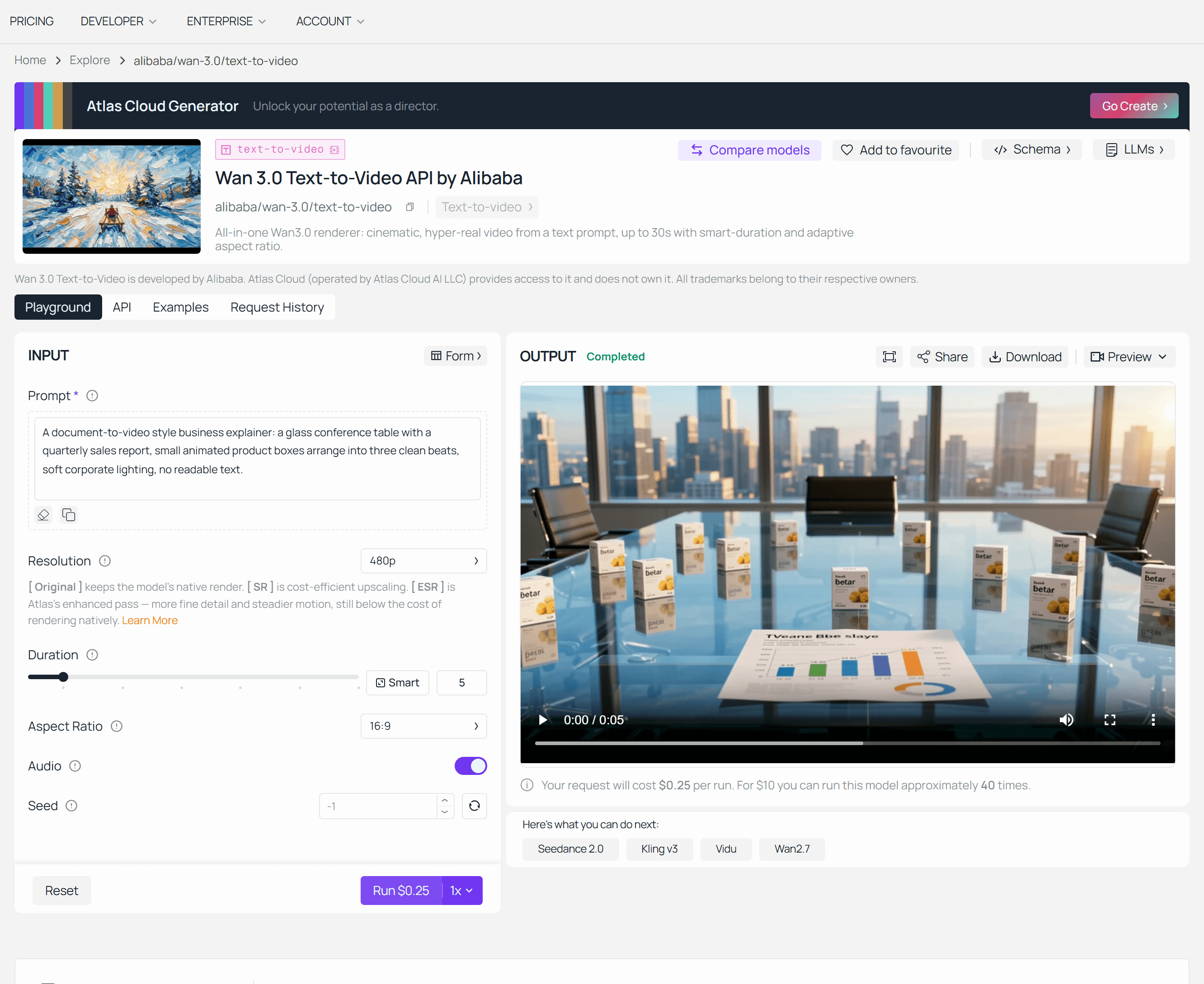 Wan 3.0 prompt and generated effect screenshot for wan-3.0-document-to-video