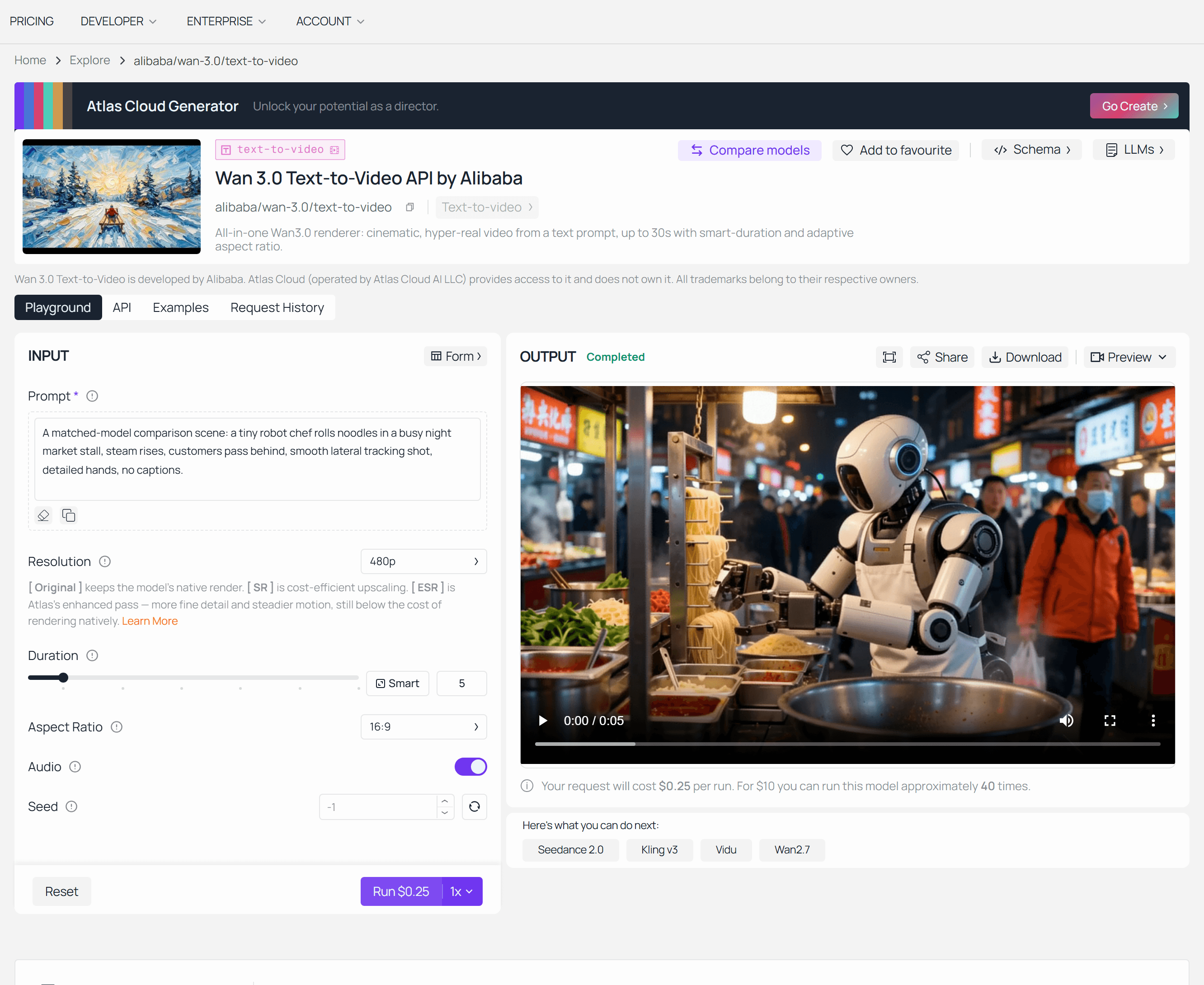 Wan 3.0 prompt and generated effect screenshot for wan-3.0-vs-wan-2.7