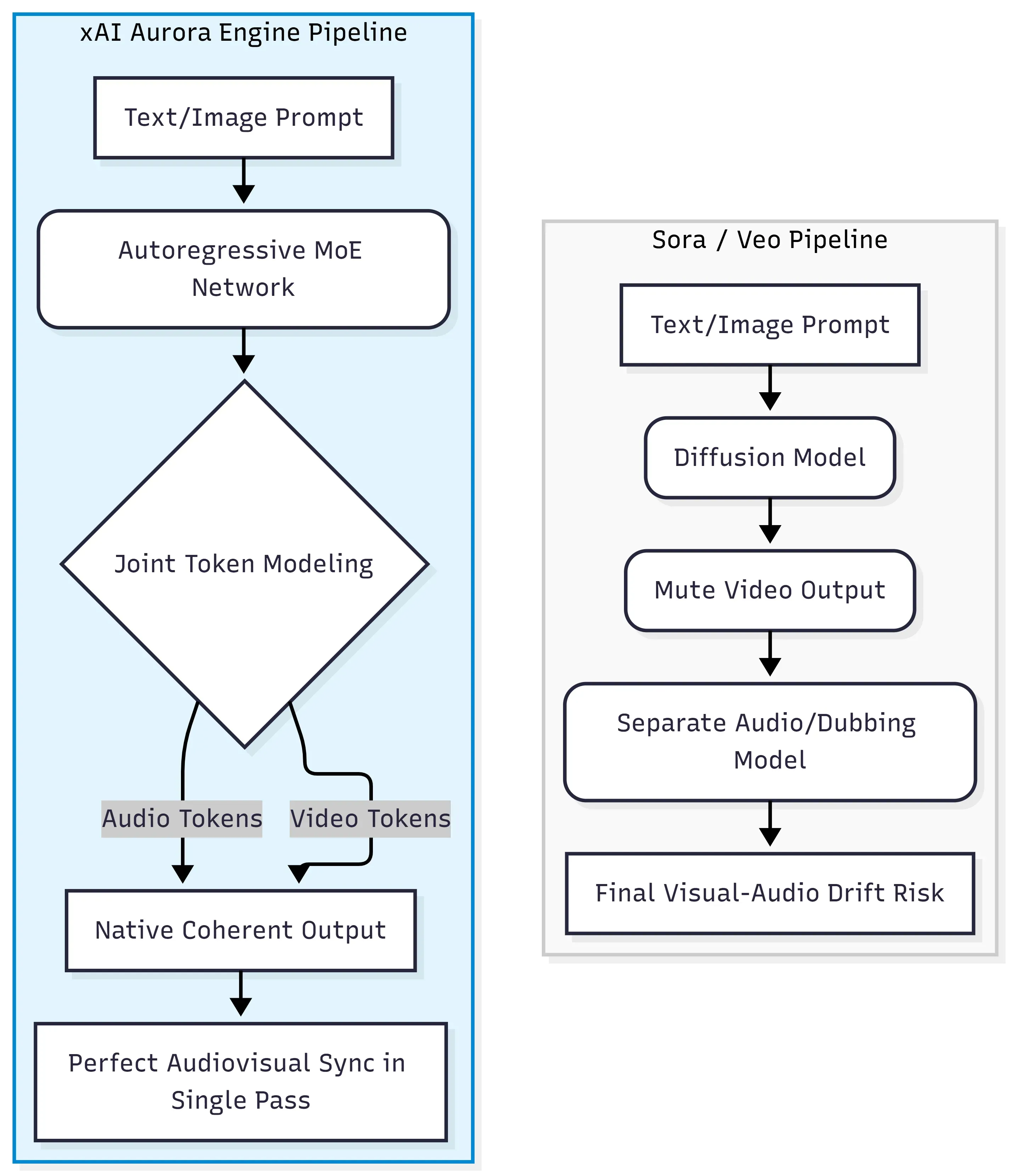xAI Aurora Engine vs Sora/Veo Pipeline Architecture
