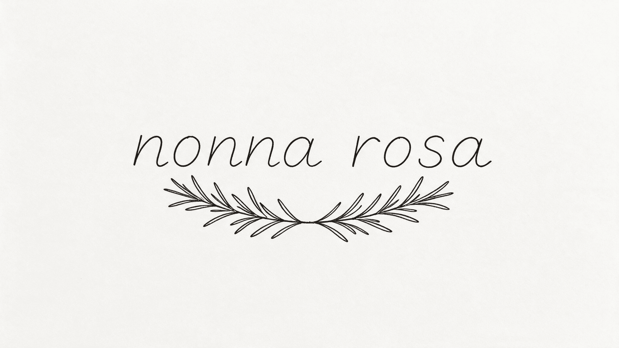 Text nonna rosa in cursive above a rosemary sprig illustration