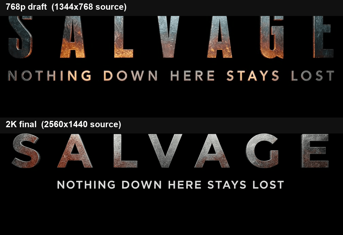 Comparison of draft and final logo designs for Salvage